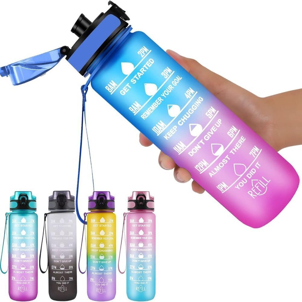 32 oz Motivational Fitness Sports Water Bottle,1000ml with Time‎ Markers
